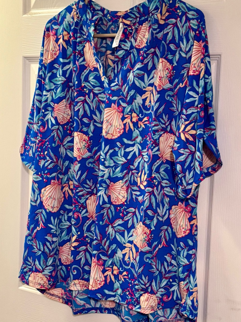 Dear Scarlett Royal Blue Seashell Print Top - Picture 4 of 6